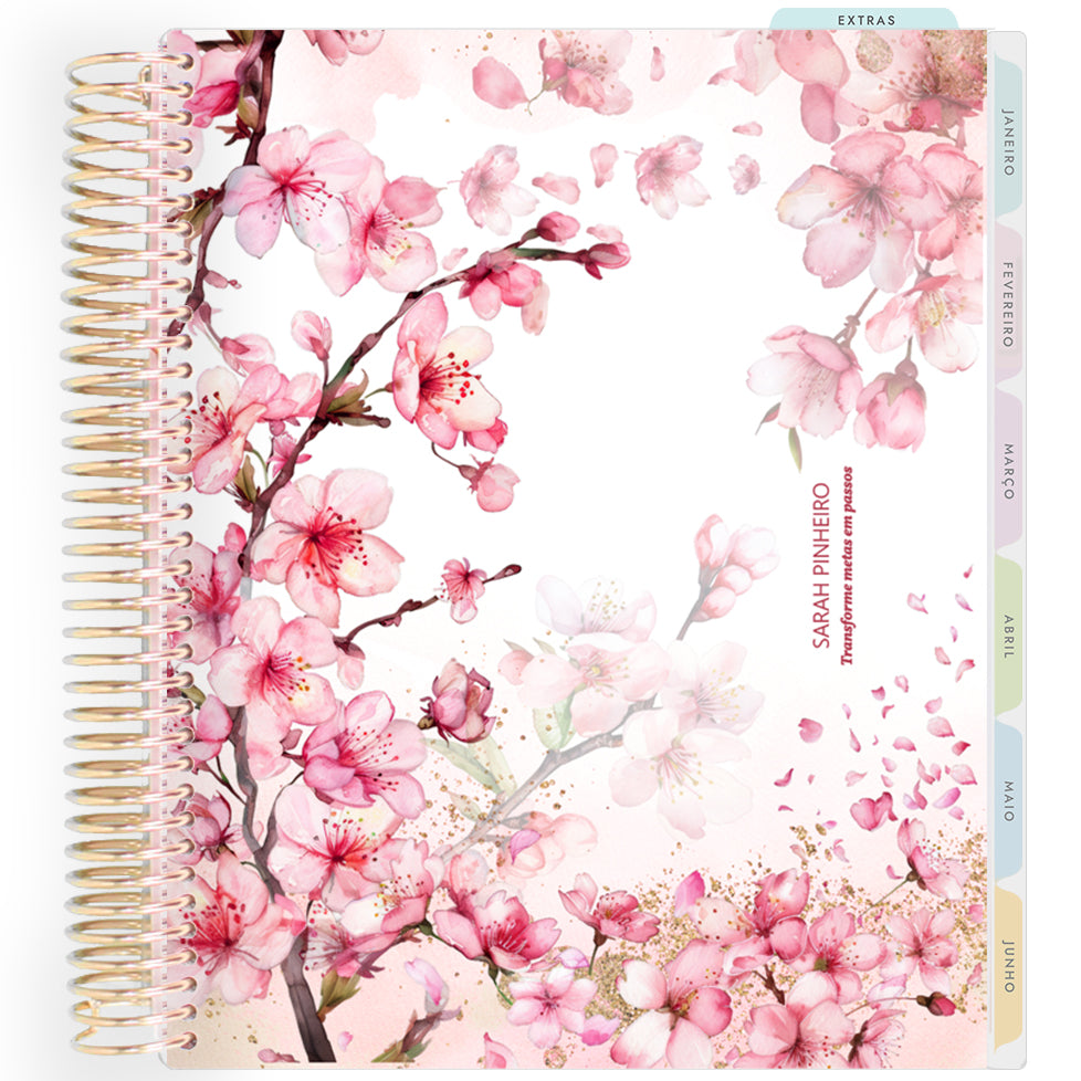 Planner Personalizado Cherry Blosson -Colors - Dourado