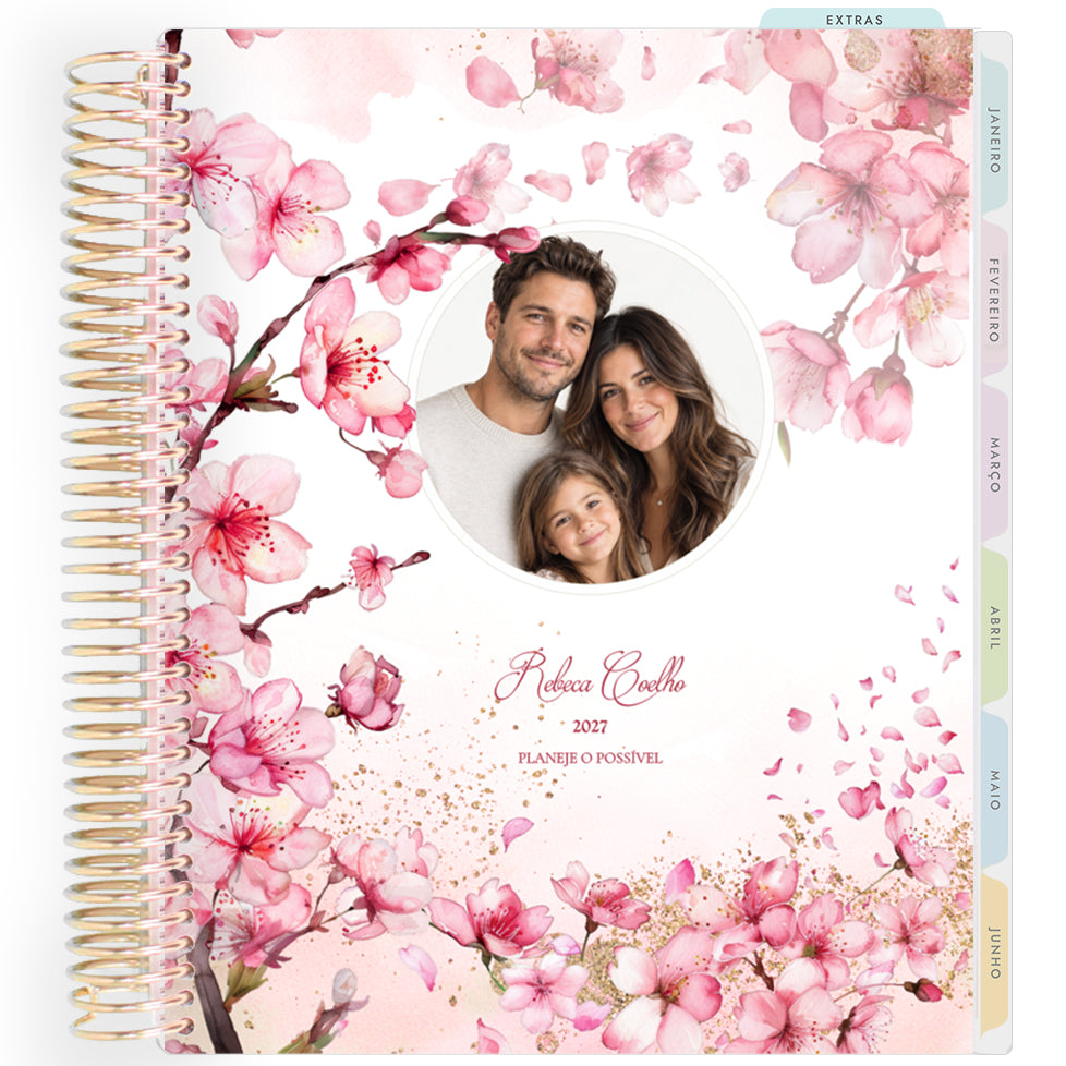 Planner Personalizado Cherry Blosson -Foto 2 - Dourado