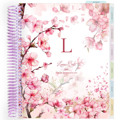 Planner Personalizado Cherry Blosson - Monogram - Lilás