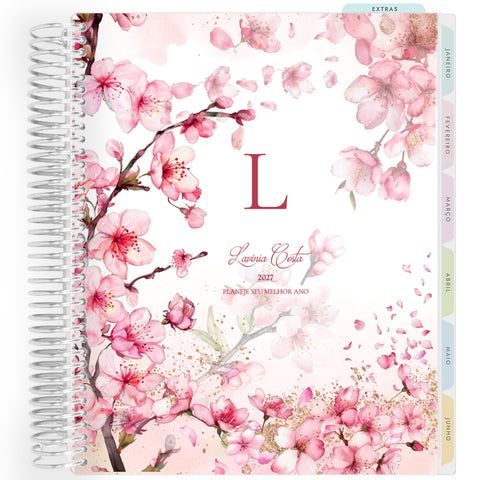Planner Personalizado Cherry Blosson - Monogram - Prateado
