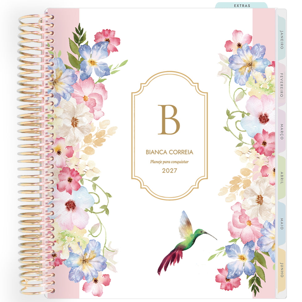 Planner Personalizado Colibri Garden - Frame - Dourado