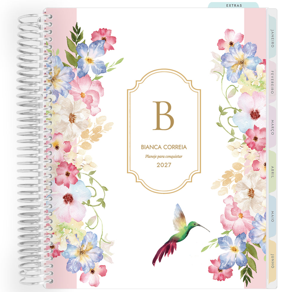 Planner Personalizado Colibri Garden - Frame - Prateado