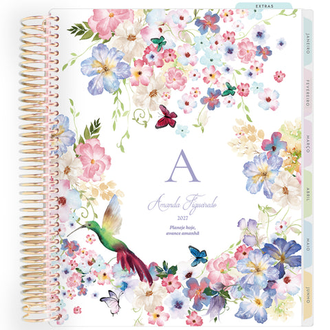 Planner Personalizado Colibri Garden - Monogram - Dourado