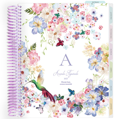 Planner Personalizado Colibri Garden - Monogram - Lilás