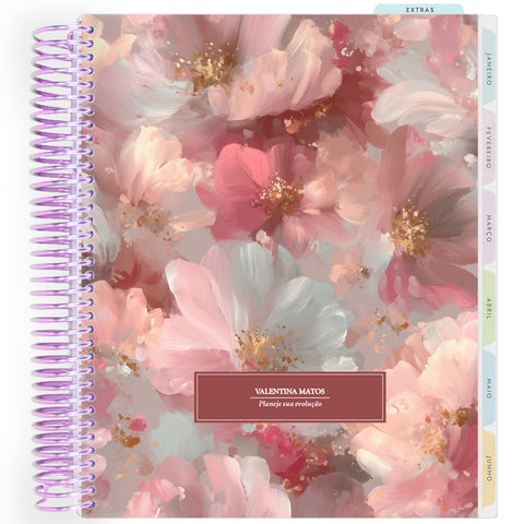 Planner Personalizado Colorful Flowers - Bordeaux - Lilás