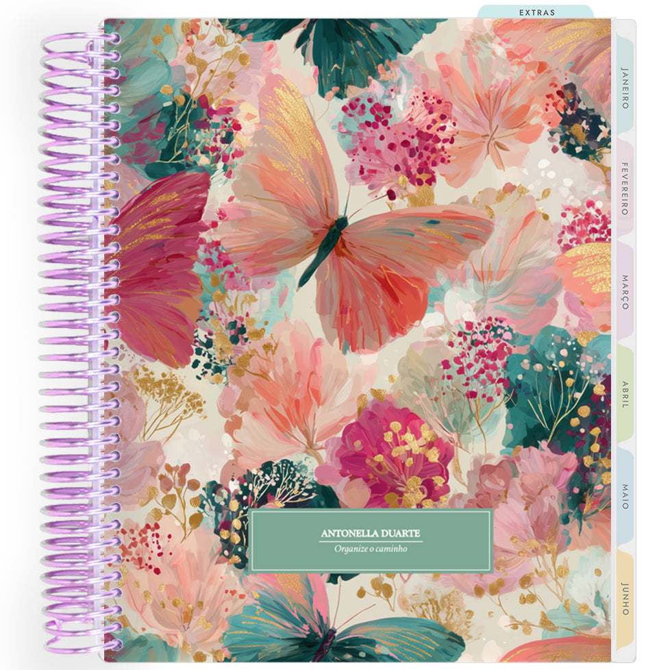 Planner Personalizado Colorful Flowers - Emerald - Lilás