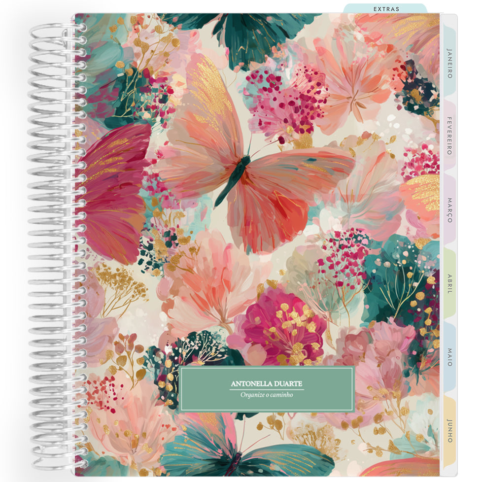 Planner Personalizado Colorful Flowers - Emerald - Prateado