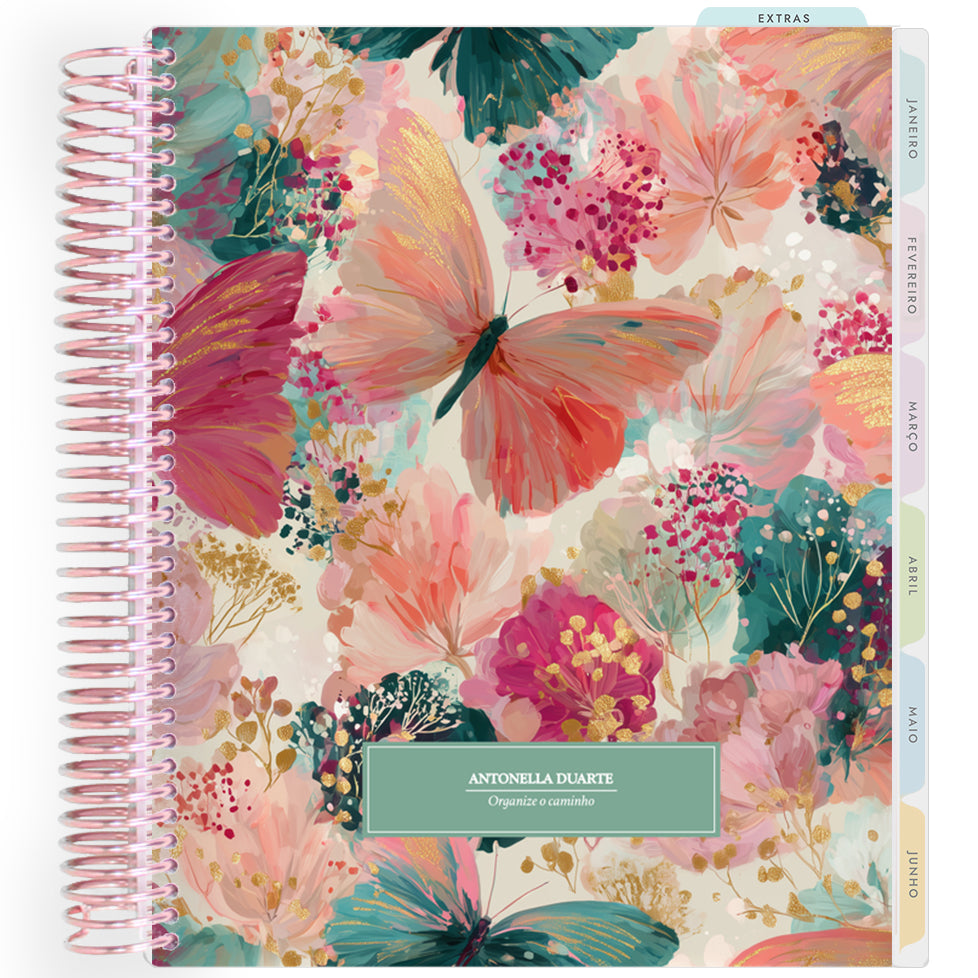 Planner Personalizado Colorful Flowers - Emerald - Rose Gold