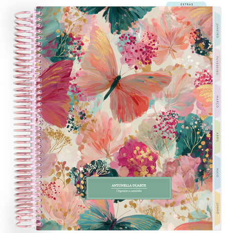 Planner Personalizado Colorful Flowers - Emerald - Rose Gold
