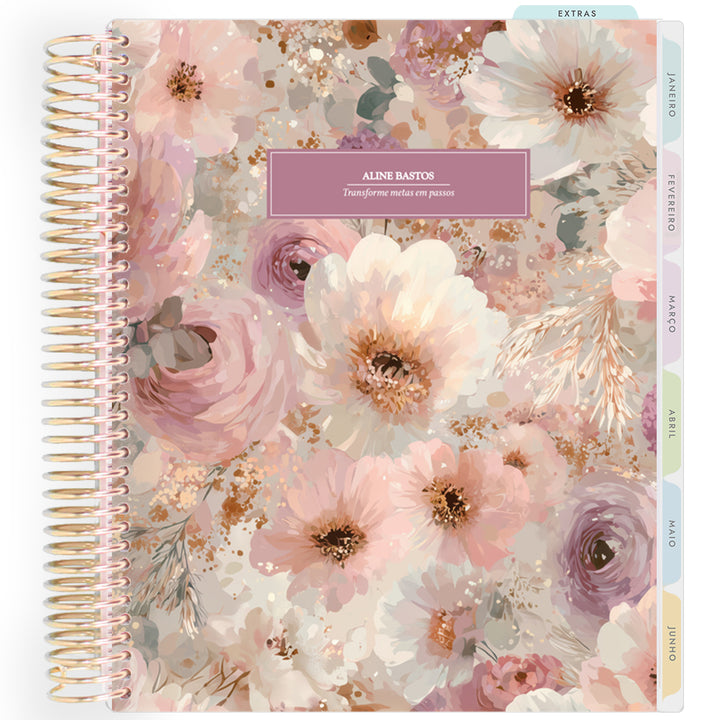 Planner Personalizado Colorful Flowers - Grape - Dourado