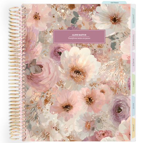 Planner Personalizado Colorful Flowers - Grape - Dourado