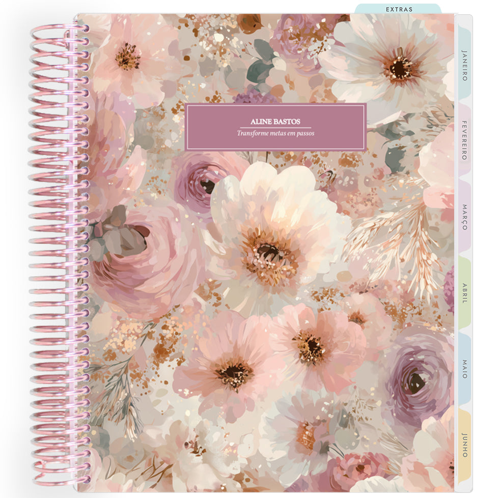 Planner Personalizado Colorful Flowers - Grape - Rose Gold
