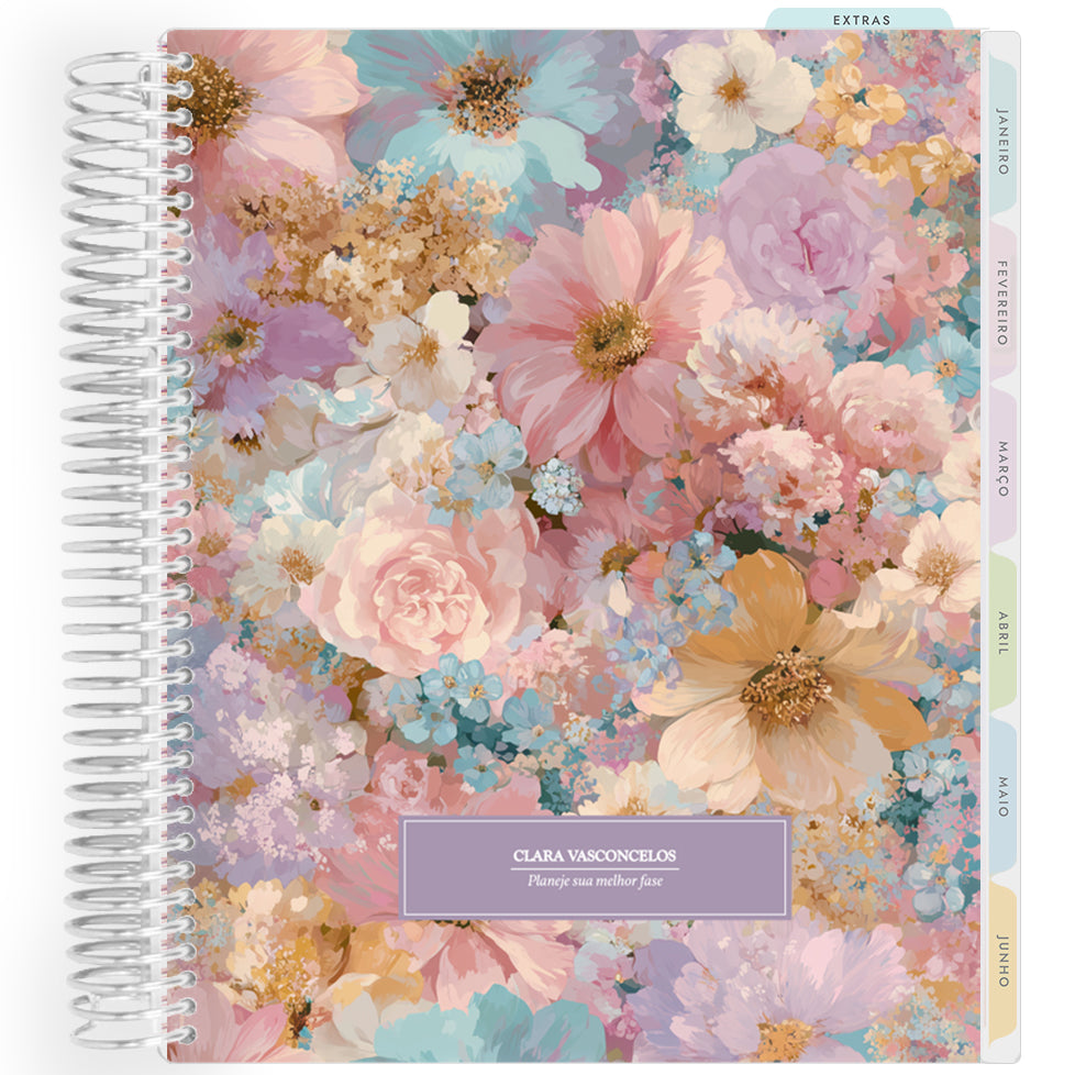 Planner Personalizado Colorful Flowers - Lilac - Prateado
