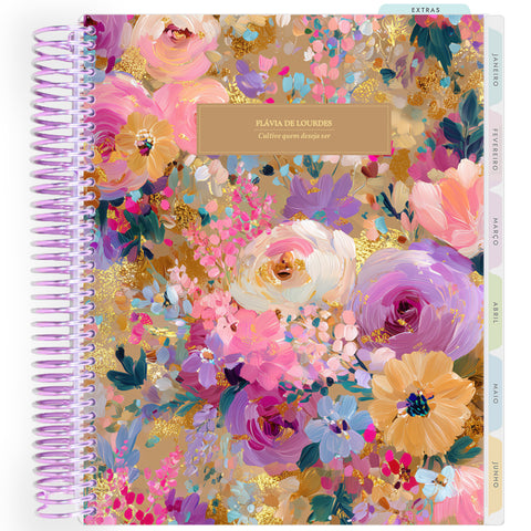 Planner Personalizado Colorful Flowers - Nude - Lilás