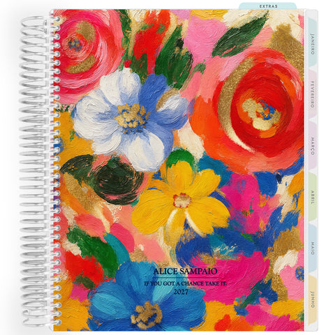 Planner Personalizado Colorful - Flowers - Prateado