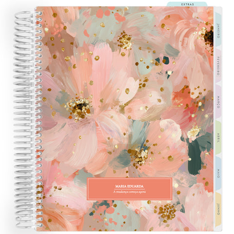 Planner Personalizado Colorful Flowers - Terracota - Prateado