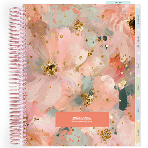Planner Personalizado Colorful Flowers - Terracota - Rose Gold
