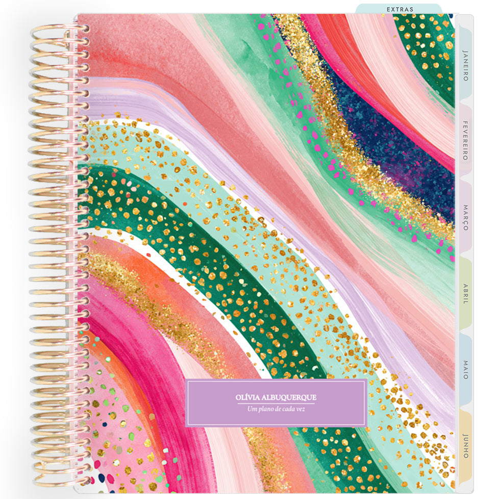 Planner Personalizado Colorful Glow - Lilac - Dourado