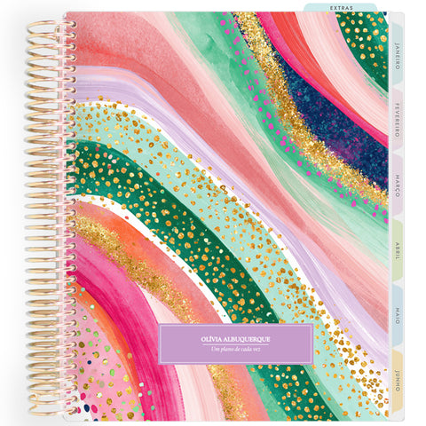 Planner Personalizado Colorful Glow - Lilac - Dourado