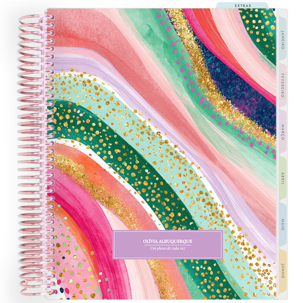 Planner Personalizado Colorful Glow - Lilac - Rose Gold