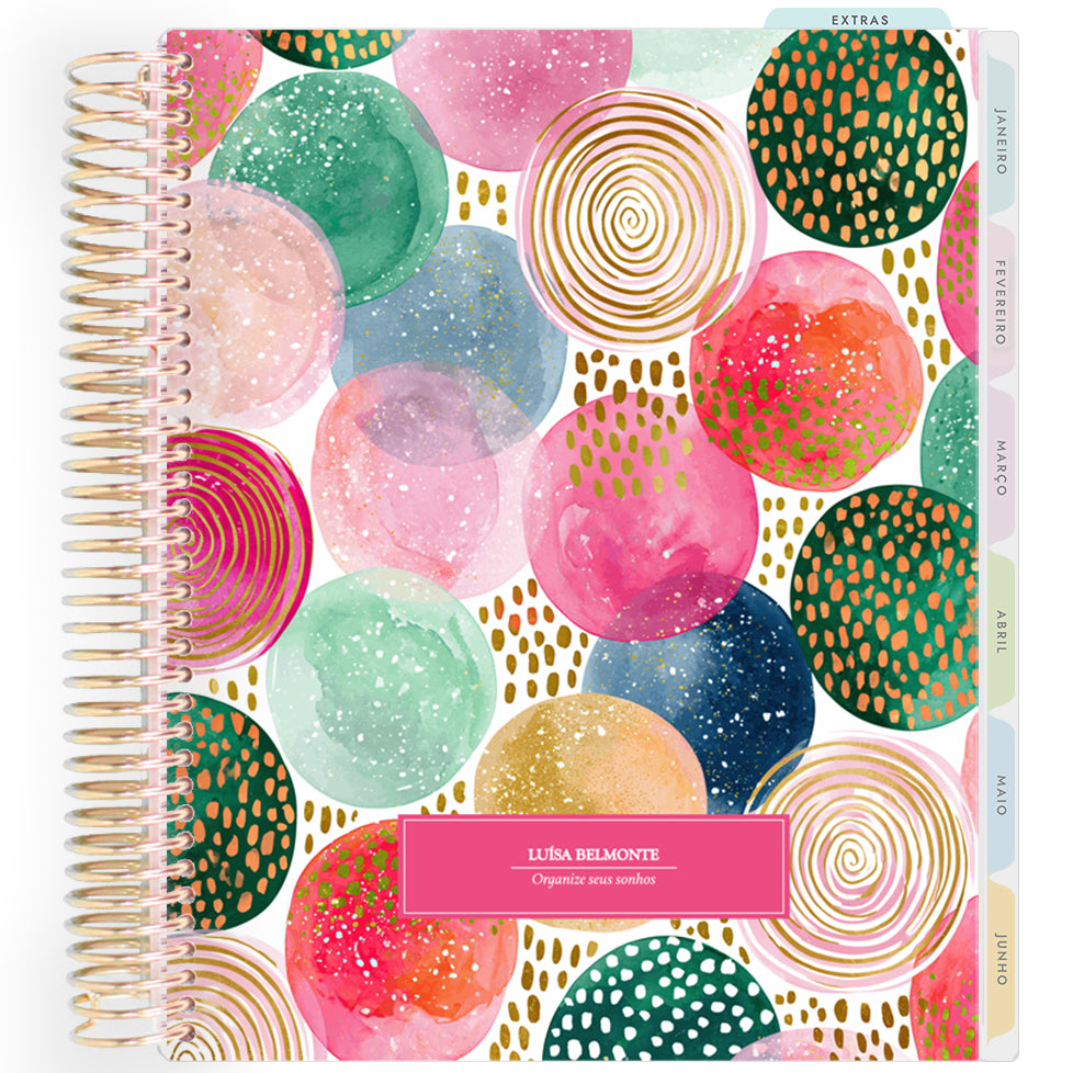 Planner Personalizado Colorful Glow - Pink - Dourado
