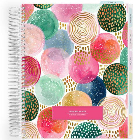 Planner Personalizado Colorful Glow - Pink - Prateado