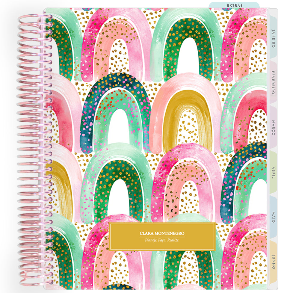 Planner Personalizado Colorful Glow  - Yellow - Rose Gold