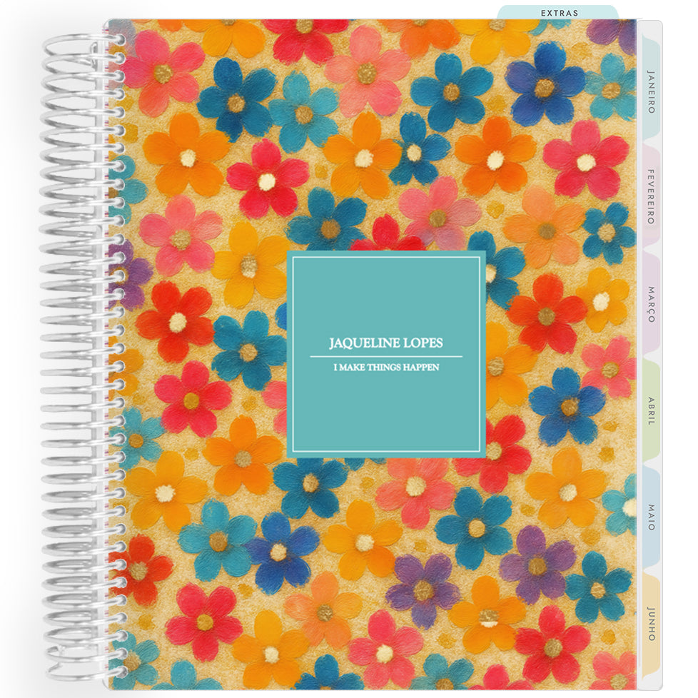 Planner Personalizado Colorful - Tiny Flowers - Prateado