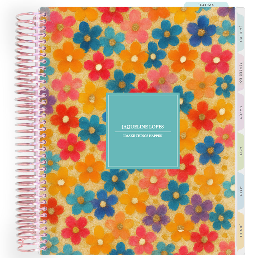 Planner Personalizado Colorful - Tiny Flowers - Rose Gold