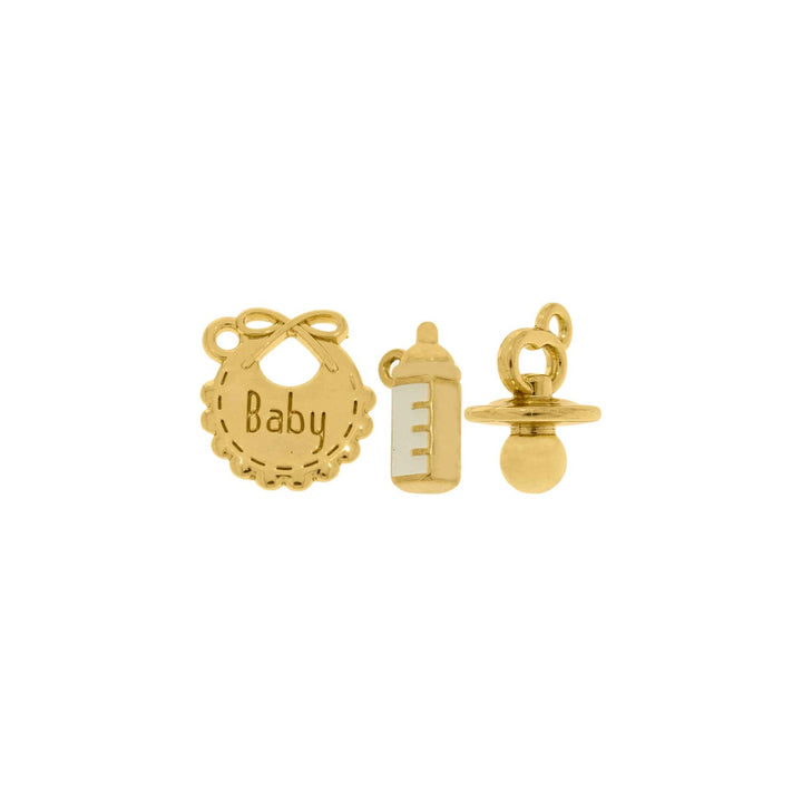 Trio de Pingentes Bebê Dourado 15mm