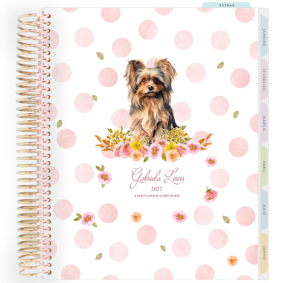Planner Personalizado Dogs Pink - Dourado