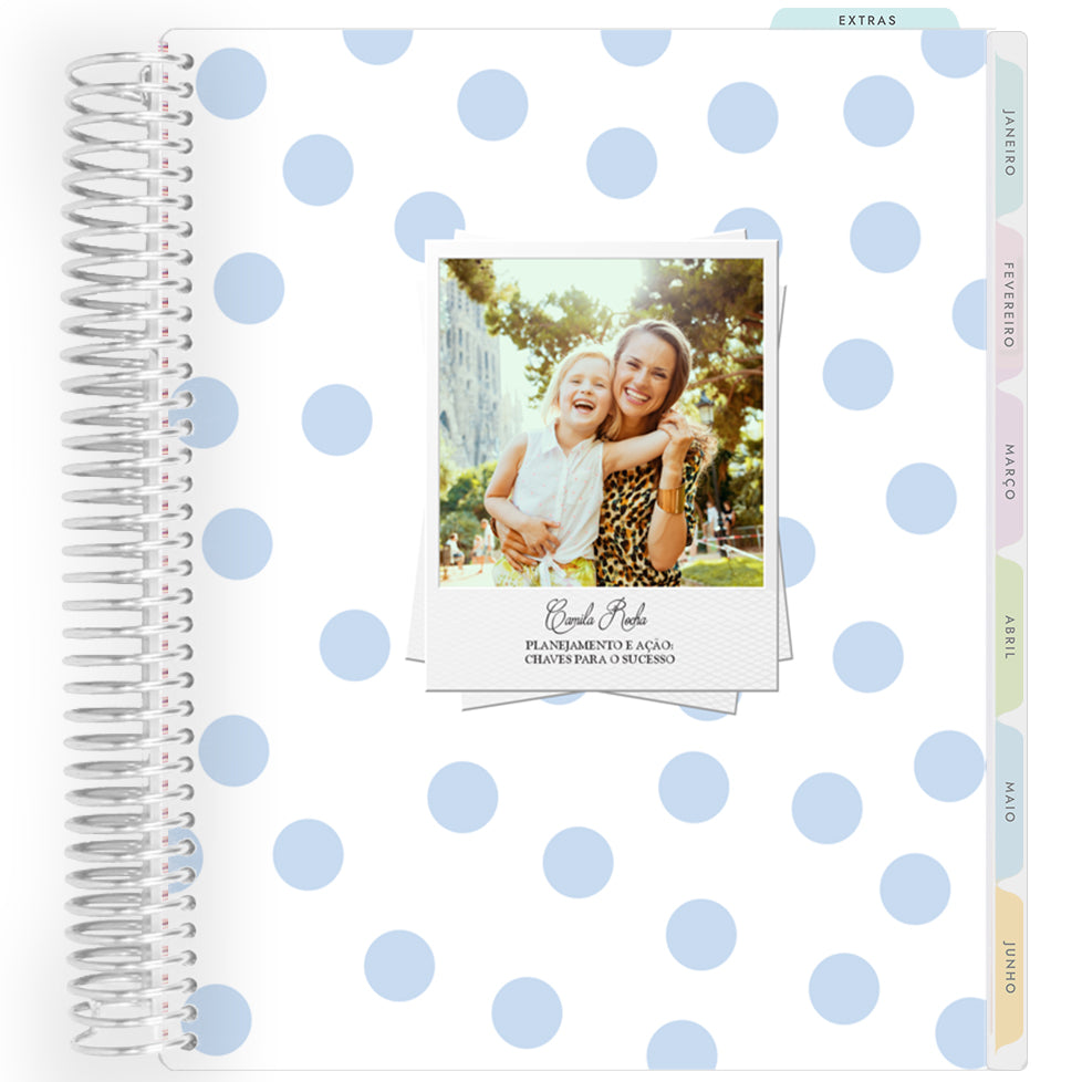 Planner Personalizado Dots Blue - Prateado