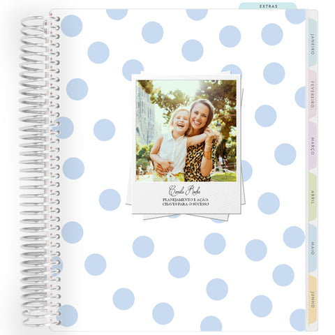 Planner Personalizado Dots Blue - Prateado