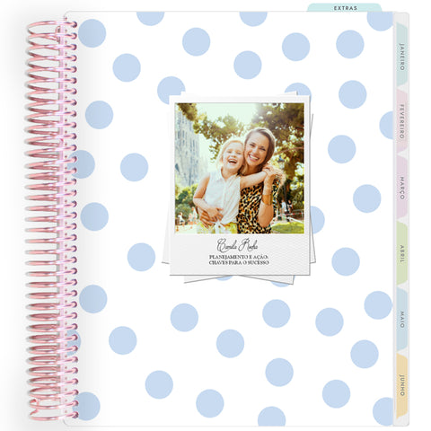 Planner Personalizado Dots Blue - Rose Gold