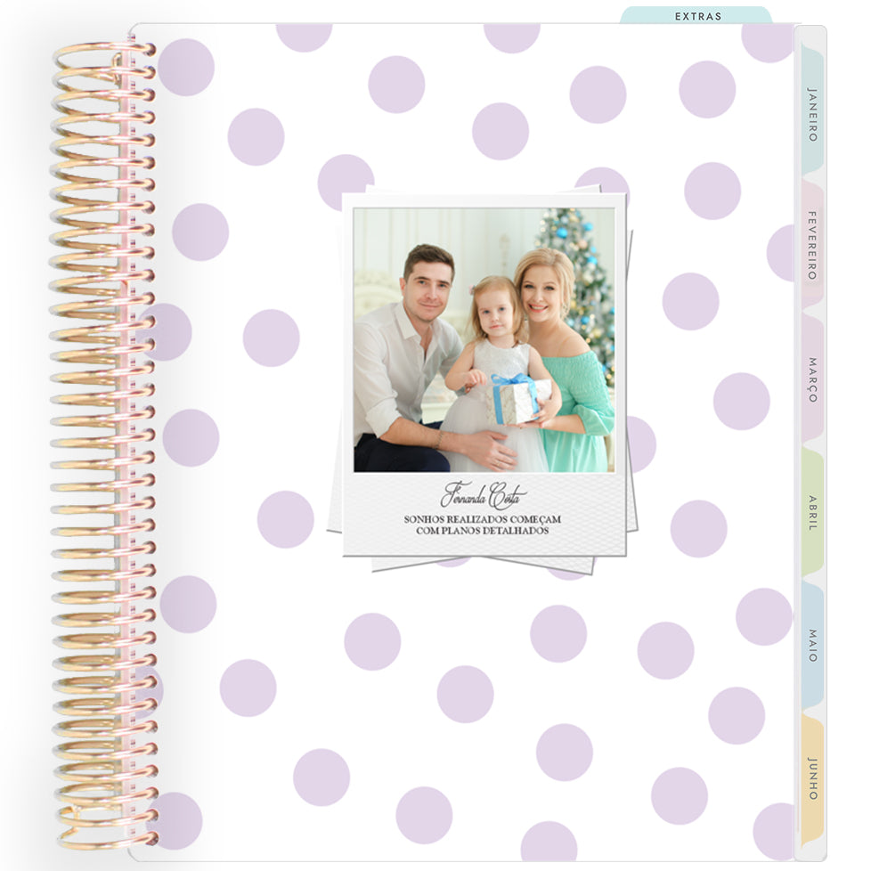 Planner Personalizado Dots Lilac - Dourado
