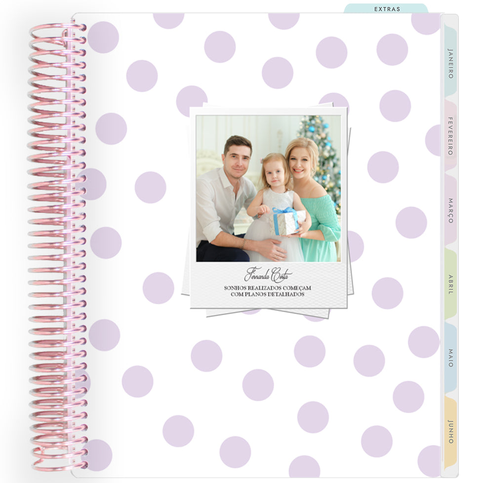 Planner Personalizado Dots Lilac - Rose Gold