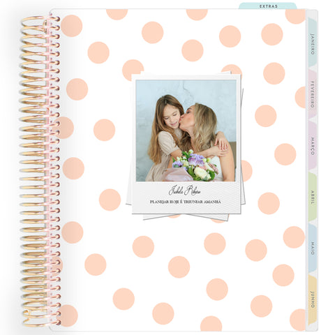 Planner Personalizado Dots Peach - Dourado