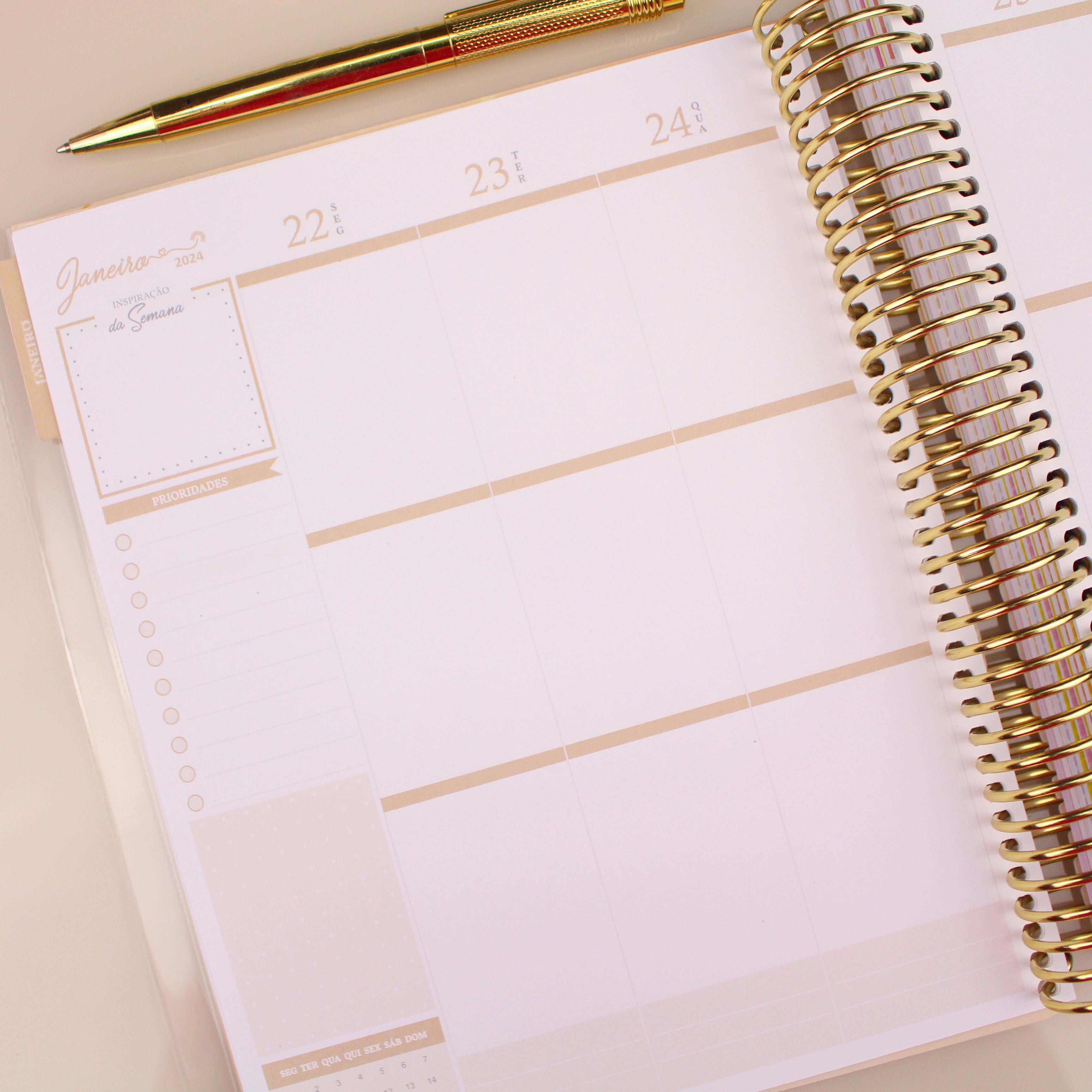 Enjoy Planner 2024 - Splendor Gold (planner com acessórios grátis - vai com + de 700 adesivos, régua, 2 blocos de notas e elástico).