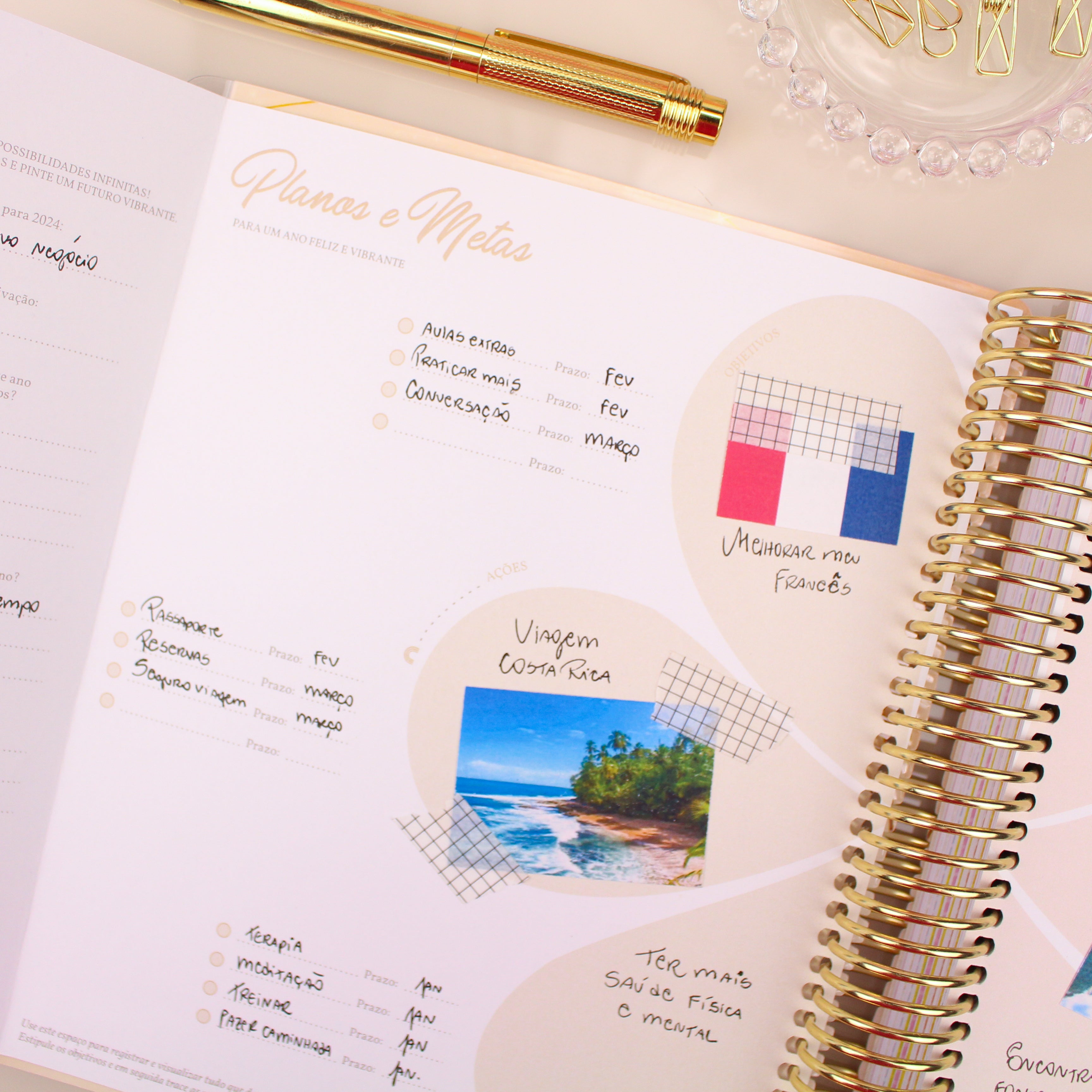 Enjoy Planner 2024 - Splendor Gold (planner com acessórios grátis - vai com + de 700 adesivos, régua, 2 blocos de notas e elástico).