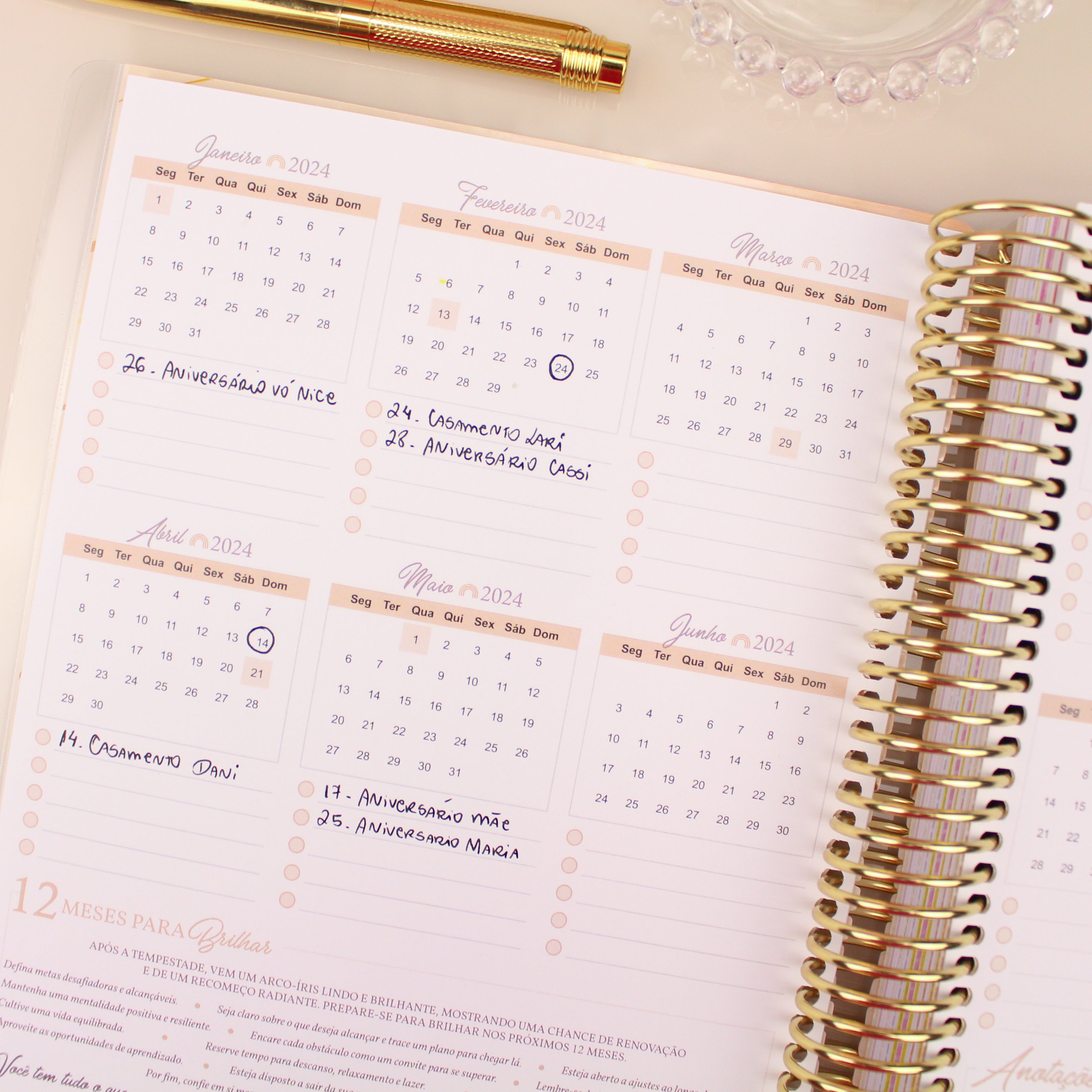 Enjoy Planner 2024 - Marble: Classic Gray (planner com acessórios grátis - vai com + de 700 adesivos, régua, 2 blocos de notas e elástico).