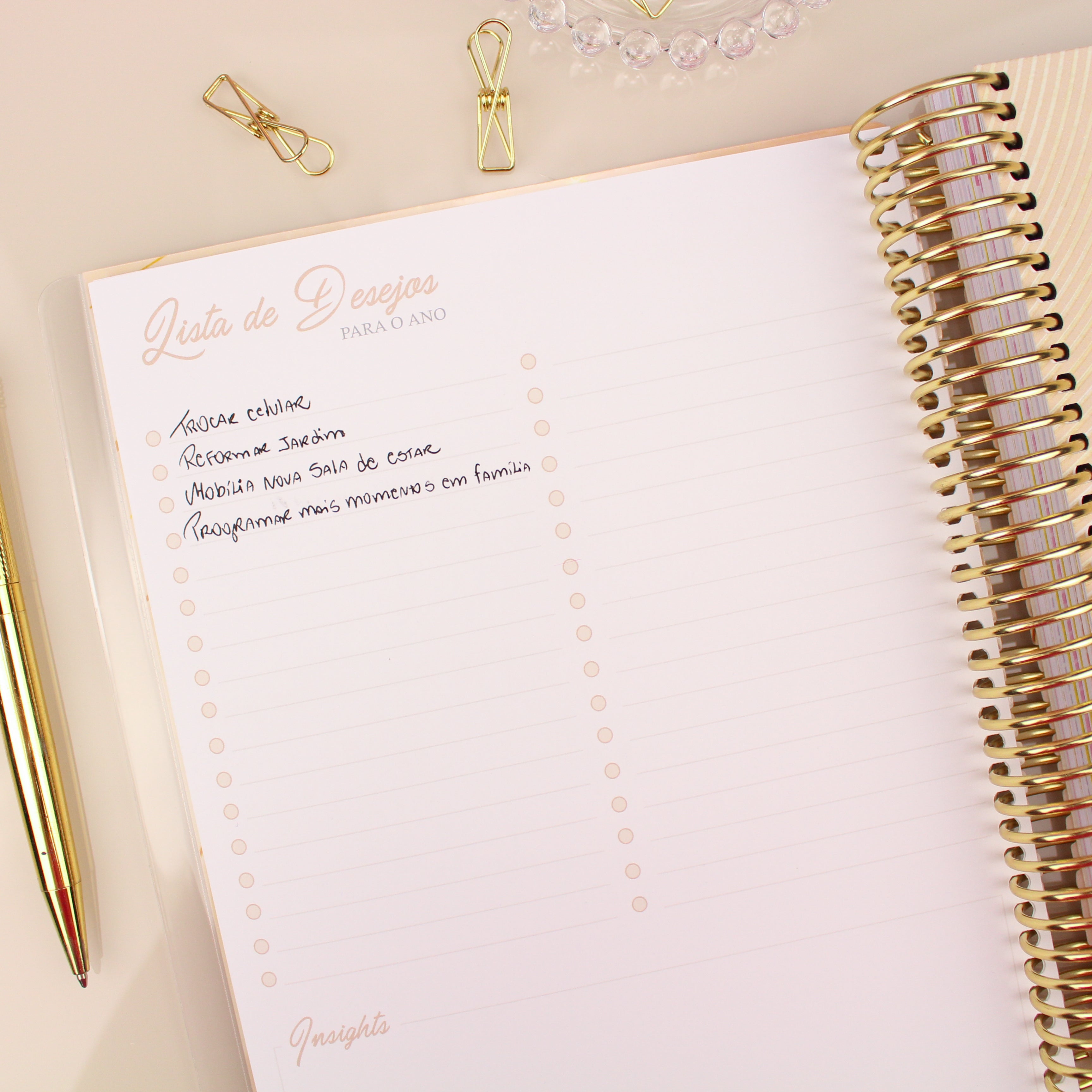 Enjoy Planner 2024 - Splendor Gold (planner com acessórios grátis - vai com + de 700 adesivos, régua, 2 blocos de notas e elástico).