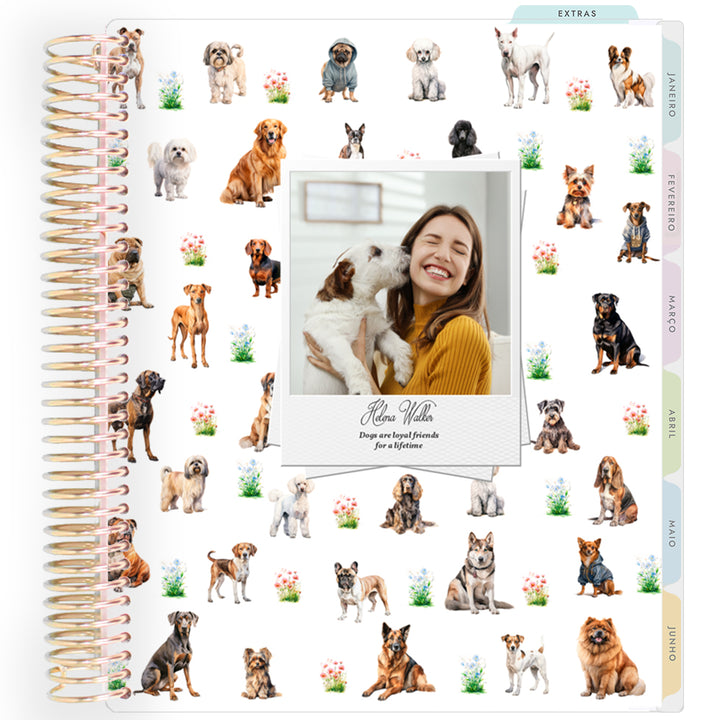 Planner Personalizado Eu e Meu Cachorro - Dourado
