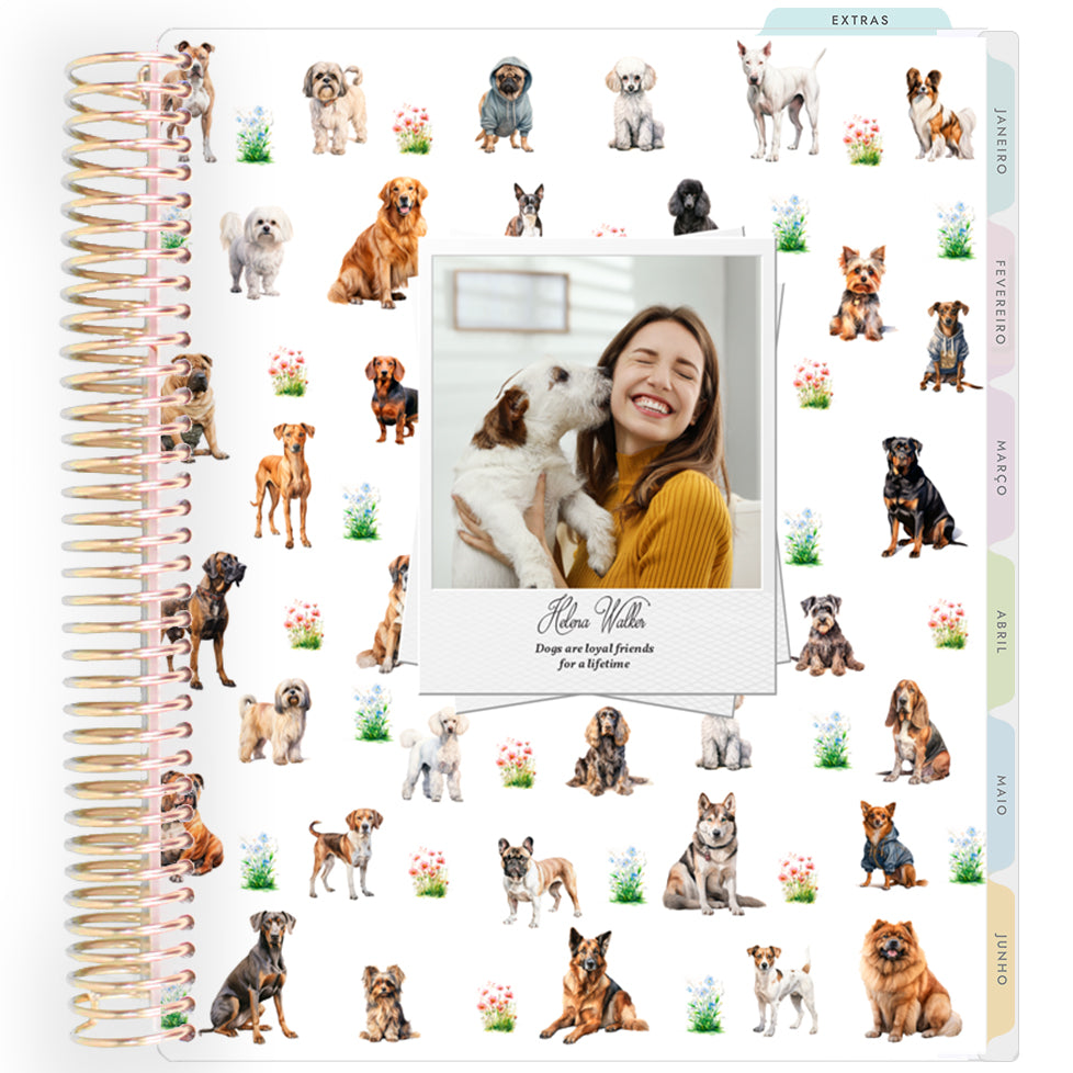 Planner Personalizado Eu e Meu Cachorro - Dourado