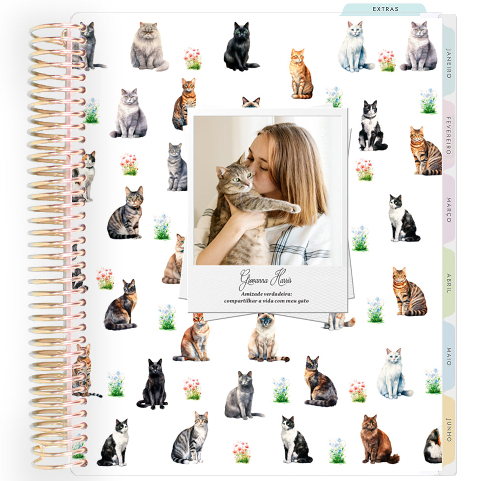 Planner Personalizado Eu e Meu Gato - Dourado