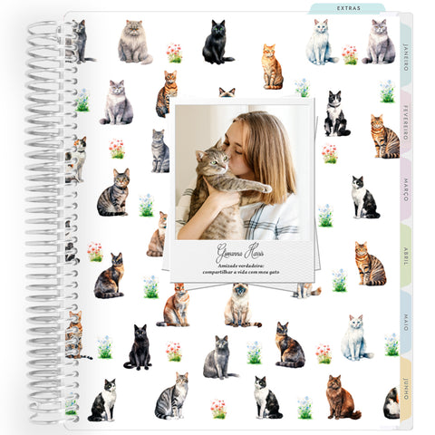 Planner Personalizado Eu e Meu Gato - Prateado