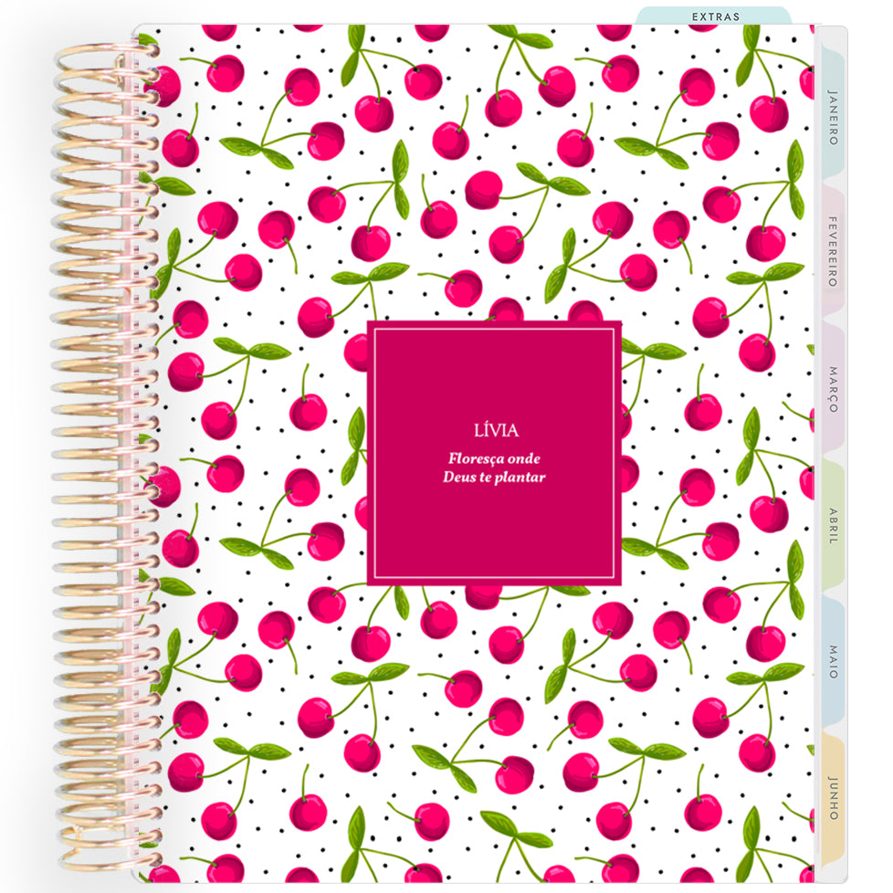 Planner Personalizado Fruits - Cherry - Dourado
