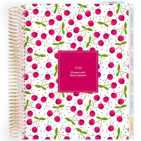 Planner Personalizado Fruits - Cherry - Dourado