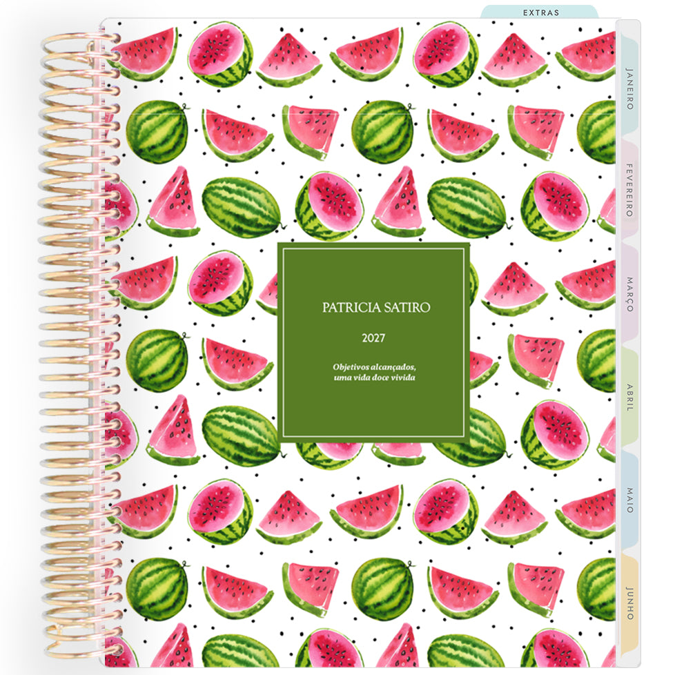 Planner Personalizado Fruits - Watermelon - Dourado