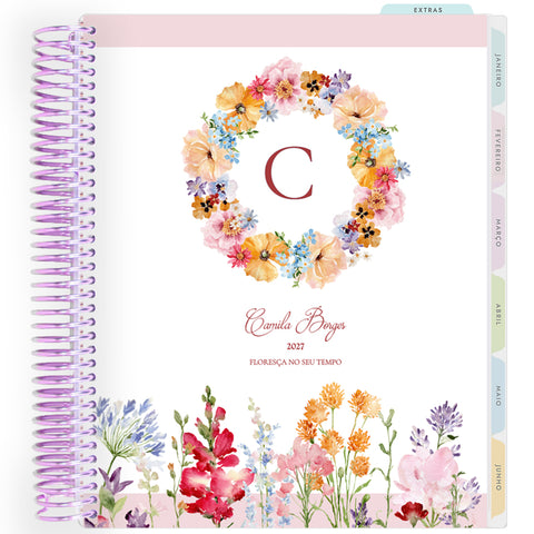 Planner Personalizado Garden Floral - Monogram - Lilás