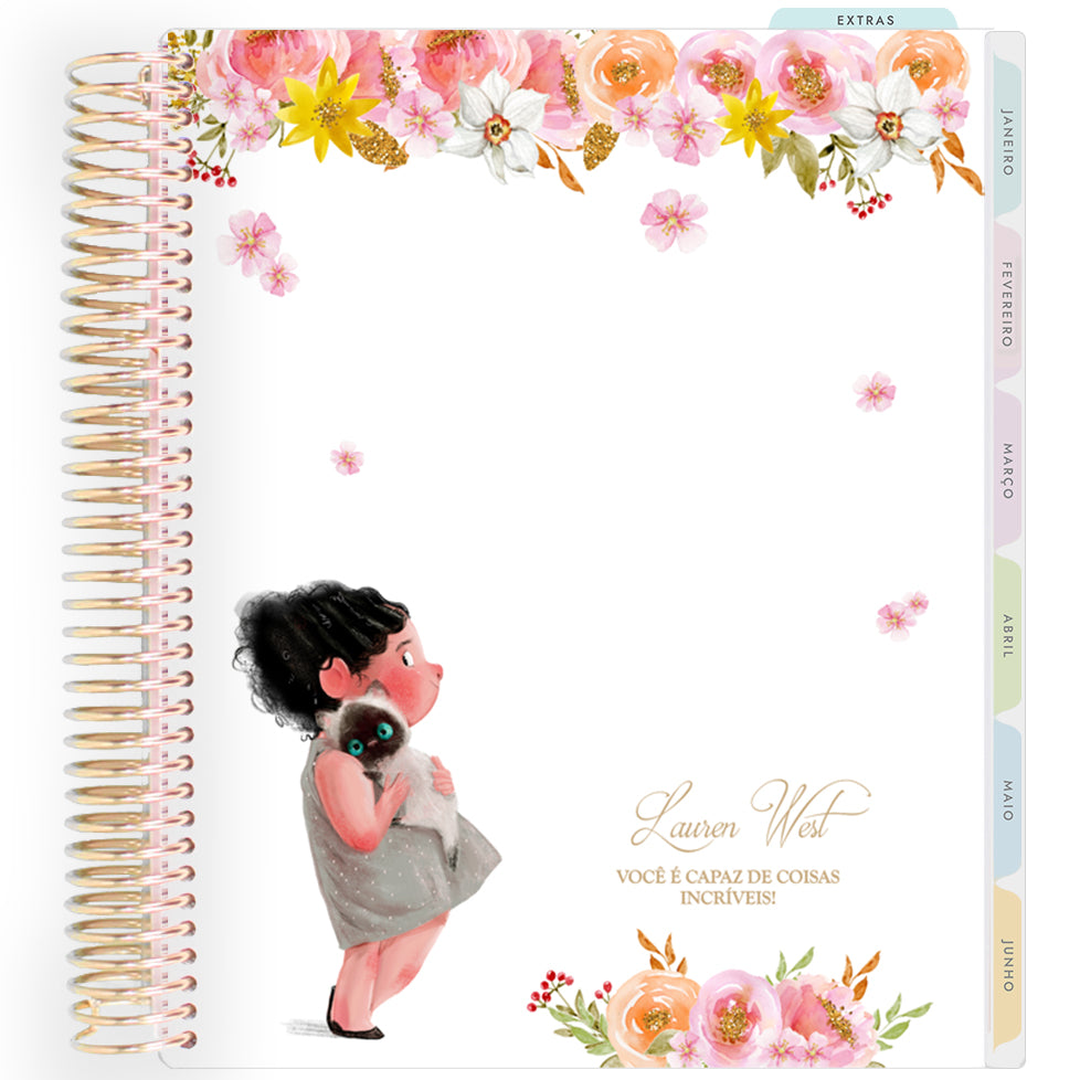 Planner Personalizado Girls - Cat Lover - Dourado